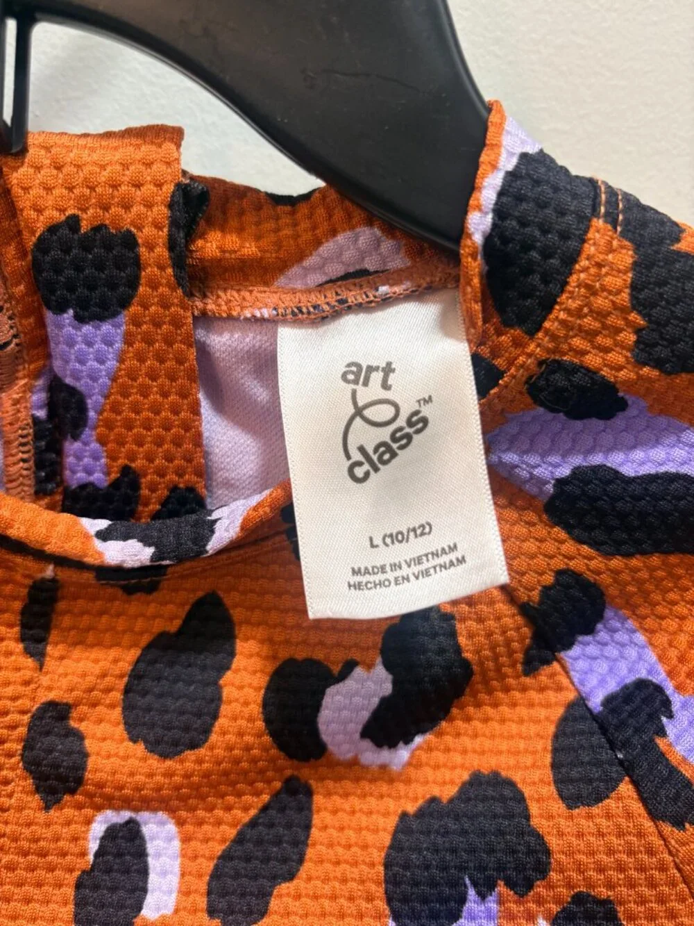 Art Class cheetah print one piece long sleeved swimsuit size girls Large 10/12